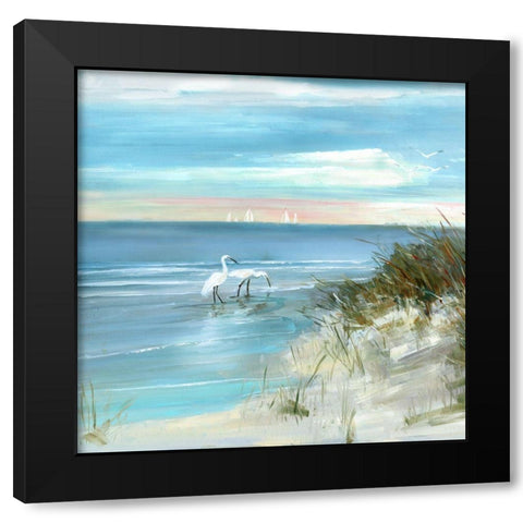 Shore Fishing Black Modern Wood Framed Art Print by Swatland, Sally