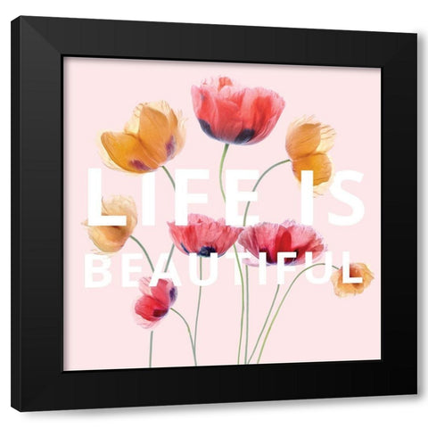 Life is Beautiful Black Modern Wood Framed Art Print by Disher, Mandy