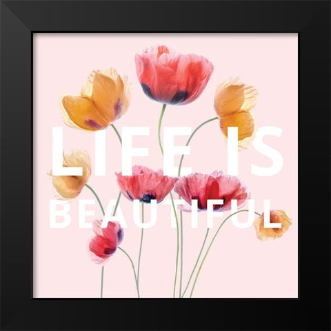 Life is Beautiful Black Modern Wood Framed Art Print by Disher, Mandy