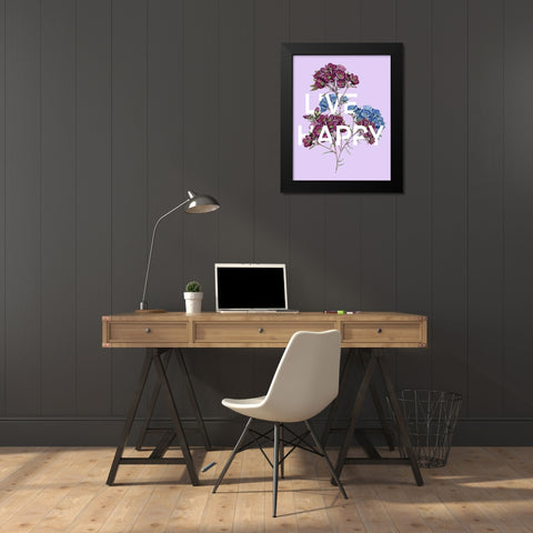 Live Happy Black Modern Wood Framed Art Print by Donovan, Kelly