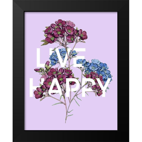 Live Happy Black Modern Wood Framed Art Print by Donovan, Kelly