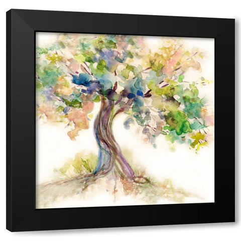 Tree of Life Black Modern Wood Framed Art Print with Double Matting by Robinson, Carol