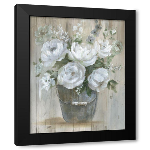 Wild Roses Black Modern Wood Framed Art Print with Double Matting by Nan