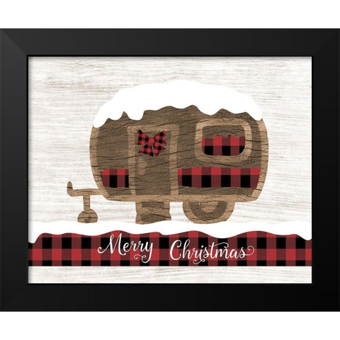 Christmas Camper Black Modern Wood Framed Art Print by CAD Designs