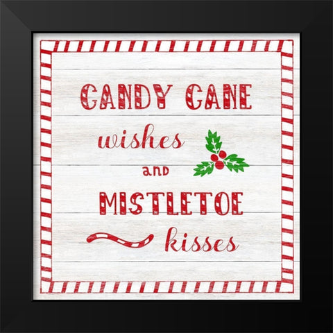 Candy Cane Wishes Black Modern Wood Framed Art Print by CAD Designs