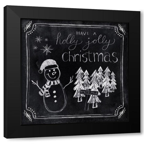 Holly Jolly Black Modern Wood Framed Art Print by Carpentieri, Natalie