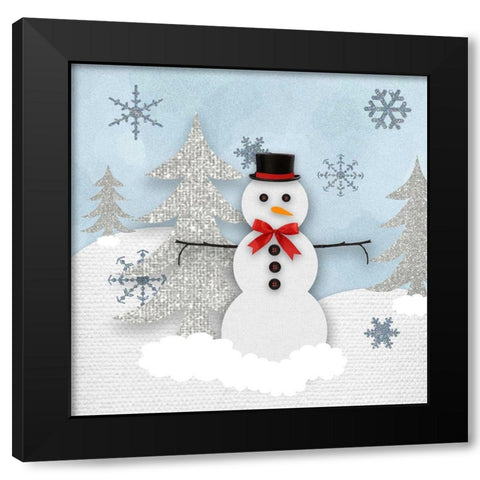 Snowman Hill Black Modern Wood Framed Art Print with Double Matting by Santiago, Daniela