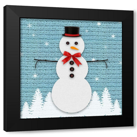 Wool Snowman Black Modern Wood Framed Art Print with Double Matting by Santiago, Daniela