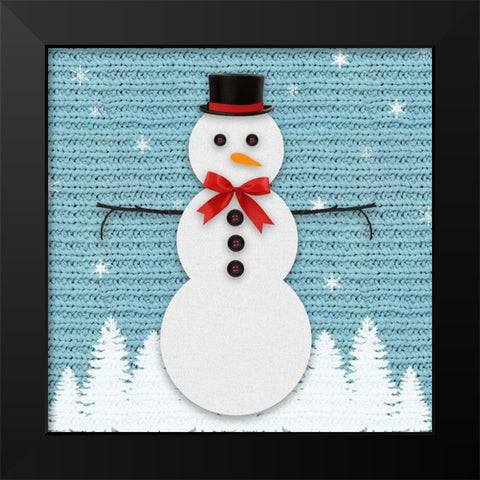 Wool Snowman Black Modern Wood Framed Art Print by Santiago, Daniela
