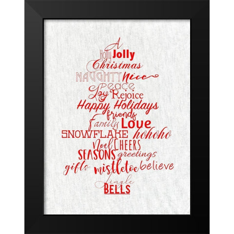 Christmas Type Trees Black Modern Wood Framed Art Print by Santiago, Daniela