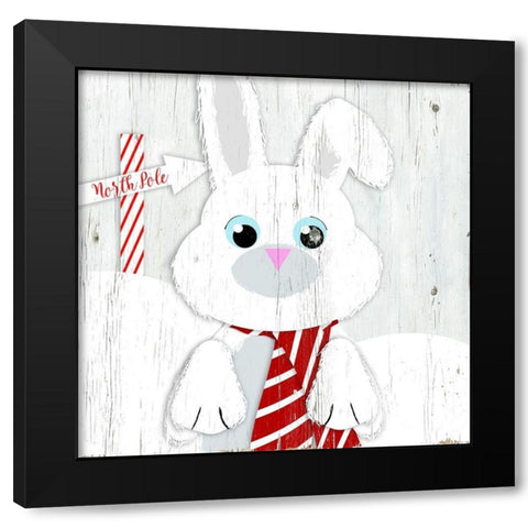 Snow Bunny Black Modern Wood Framed Art Print with Double Matting by Santiago, Daniela