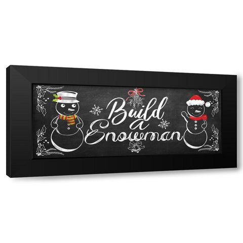 Build a Snowman Black Modern Wood Framed Art Print with Double Matting by Santiago, Daniela