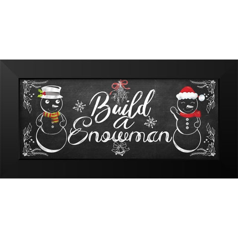 Build a Snowman Black Modern Wood Framed Art Print by Santiago, Daniela