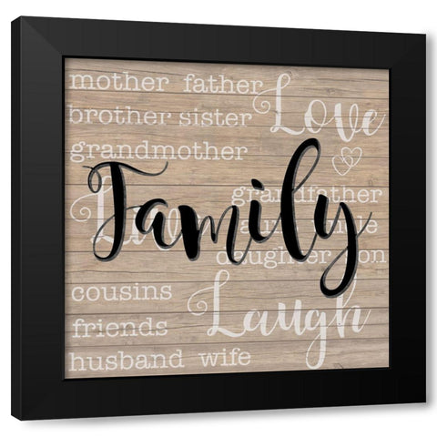 Family Black Modern Wood Framed Art Print by Santiago, Daniela