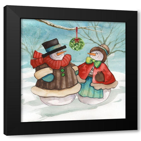 Mistletoe Couple Black Modern Wood Framed Art Print by Robinson, Carol