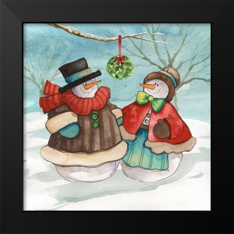 Mistletoe Couple Black Modern Wood Framed Art Print by Robinson, Carol