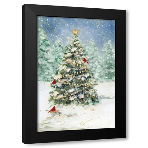 Cardinals and Christmas Black Modern Wood Framed Art Print with Double Matting by Swatland, Sally