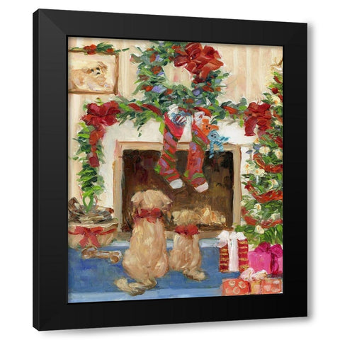 Santa Watch Black Modern Wood Framed Art Print by Swatland, Sally