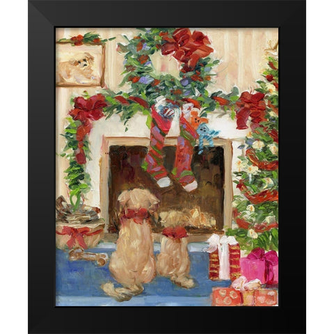 Santa Watch Black Modern Wood Framed Art Print by Swatland, Sally