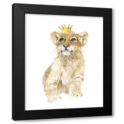 Savannah Lion Cub Black Modern Wood Framed Art Print by Robinson, Carol
