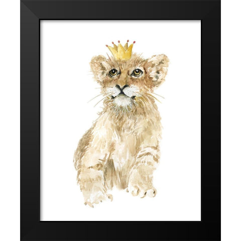 Savannah Lion Cub Black Modern Wood Framed Art Print by Robinson, Carol