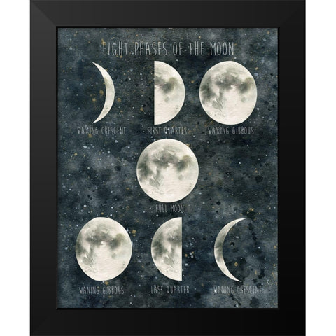 Phases of the Moon Black Modern Wood Framed Art Print by Robinson, Carol