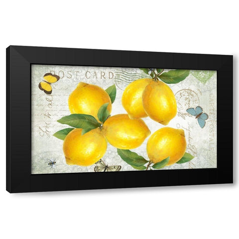Postcard Lemons Black Modern Wood Framed Art Print by Donovan, Kelly