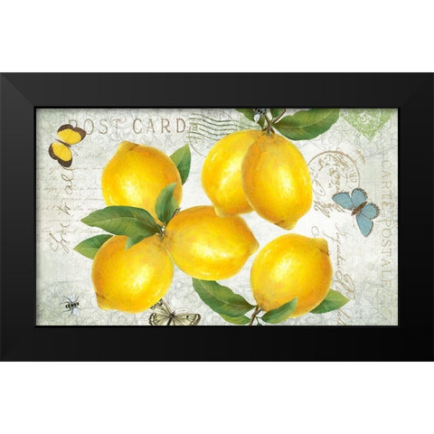 Postcard Lemons Black Modern Wood Framed Art Print by Donovan, Kelly