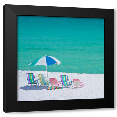 Beach Party Black Modern Wood Framed Art Print with Double Matting by Miller, Anna