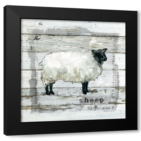 Farmhouse Collage Sheep Black Modern Wood Framed Art Print with Double Matting by Robinson, Carol