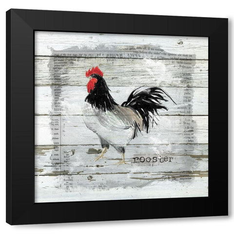 Farmhouse Collage Rooster Black Modern Wood Framed Art Print with Double Matting by Robinson, Carol