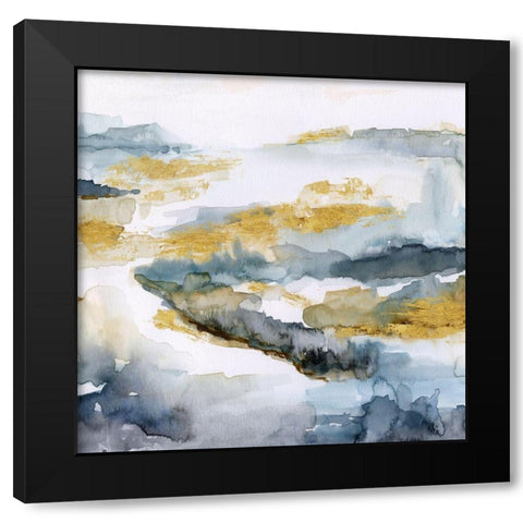 Golden Estuary Black Modern Wood Framed Art Print with Double Matting by Nan