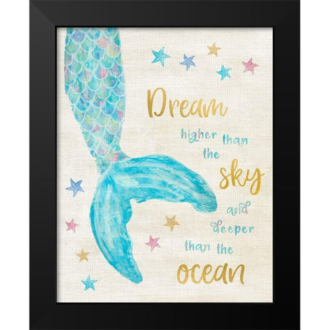 Mermaid Dream Black Modern Wood Framed Art Print by Carpentieri, Natalie