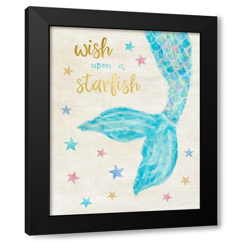 Mermaid Wish Black Modern Wood Framed Art Print by Carpentieri, Natalie