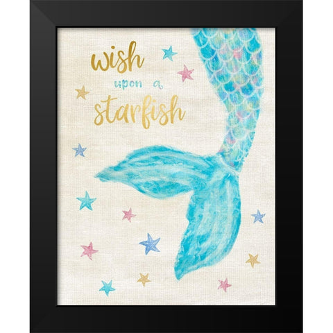 Mermaid Wish Black Modern Wood Framed Art Print by Carpentieri, Natalie