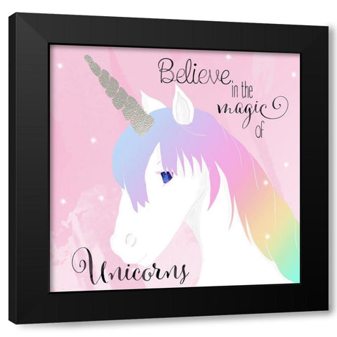 Believe in the Magic Black Modern Wood Framed Art Print by Santiago, Daniela