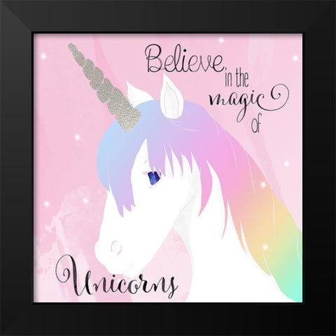 Believe in the Magic Black Modern Wood Framed Art Print by Santiago, Daniela