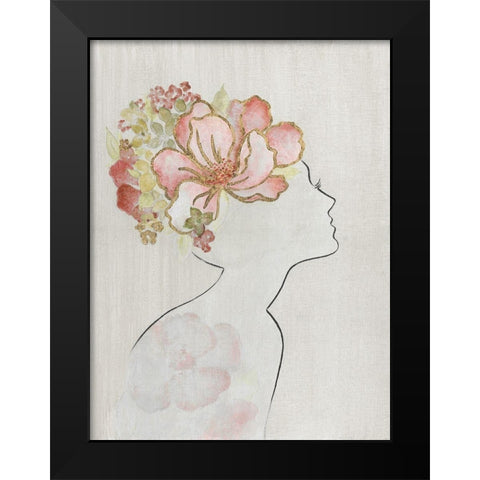 Fashion Floral Silhouette I Black Modern Wood Framed Art Print by Tava Studios