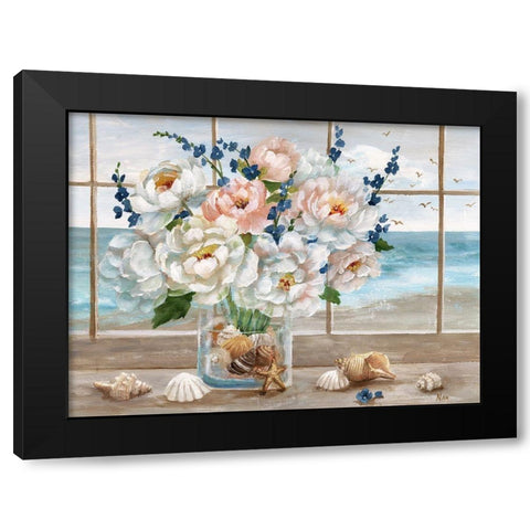 Coastal Window Black Modern Wood Framed Art Print with Double Matting by Nan