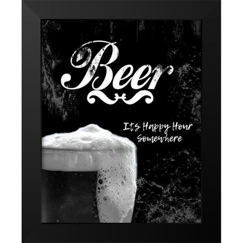 Beer Black Modern Wood Framed Art Print by CAD Designs