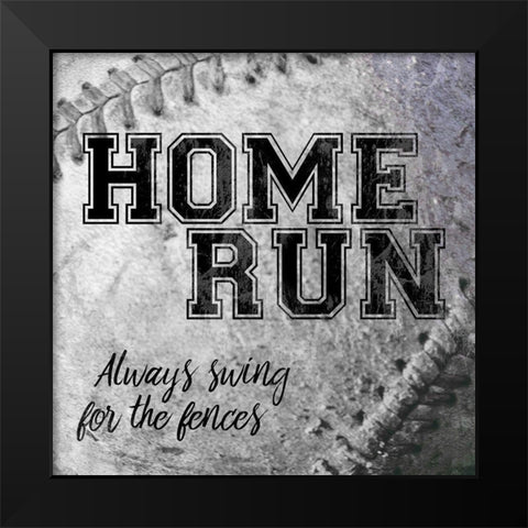Home Run Black Modern Wood Framed Art Print by CAD Designs