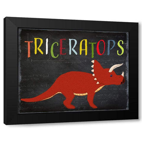 Triceratops Black Modern Wood Framed Art Print with Double Matting by Santiago, Daniela