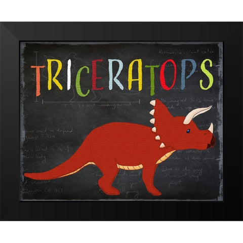 Triceratops Black Modern Wood Framed Art Print by Santiago, Daniela