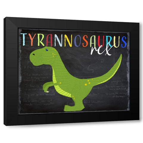 Tyrannosaurus Black Modern Wood Framed Art Print with Double Matting by Santiago, Daniela