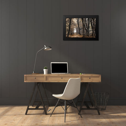 Forest Dimension Black Modern Wood Framed Art Print by Van de Goor, Lars