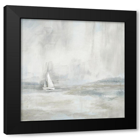 Silver Sail Black Modern Wood Framed Art Print by Nan