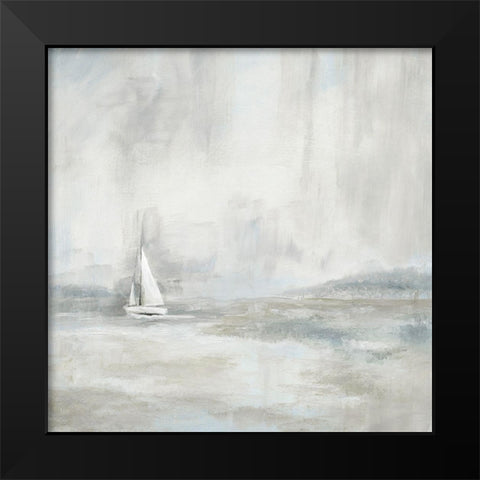 Silver Sail Black Modern Wood Framed Art Print by Nan