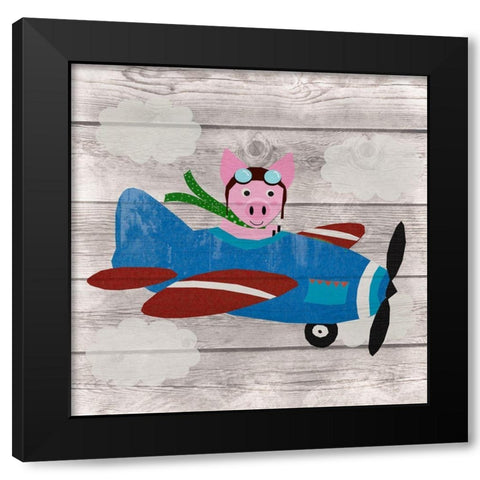 When Pigs Fly Black Modern Wood Framed Art Print by Santiago, Daniela