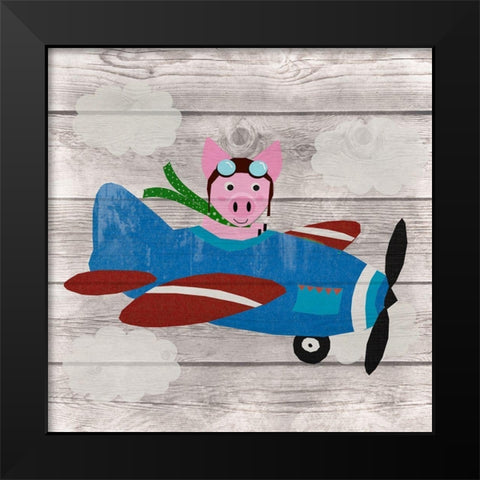 When Pigs Fly Black Modern Wood Framed Art Print by Santiago, Daniela
