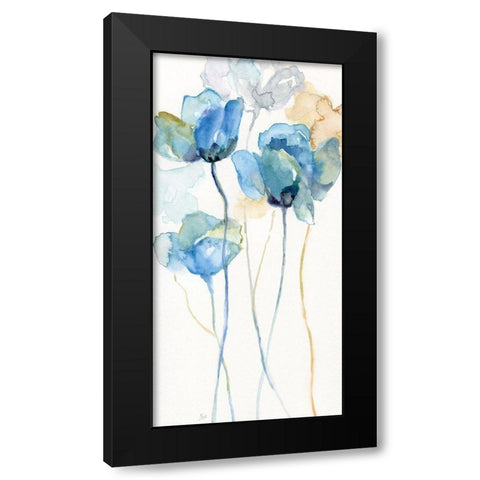 Wildflower Blues I Black Modern Wood Framed Art Print with Double Matting by Nan